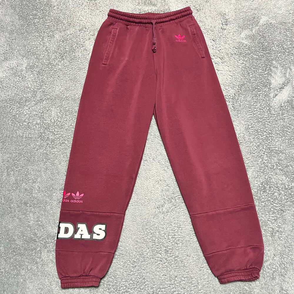 Adidas Pants Womens Small Logo Play Cuff Jogger Victory Crimson H20450